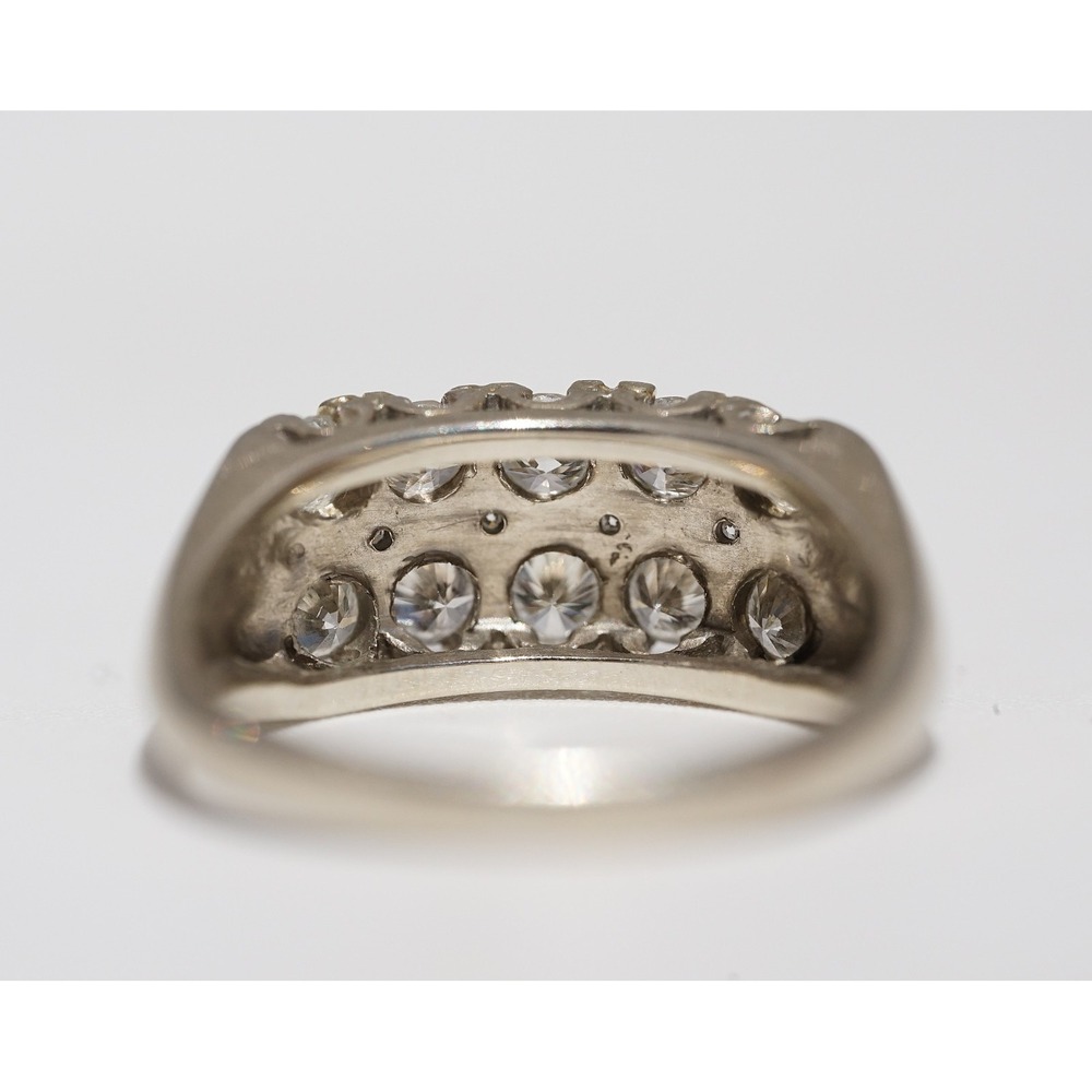 Vintage 14k Solid White Gold Cluster Rows Natural Diamond Ring - Size 6.75 4.13g - Picture 10 of 12